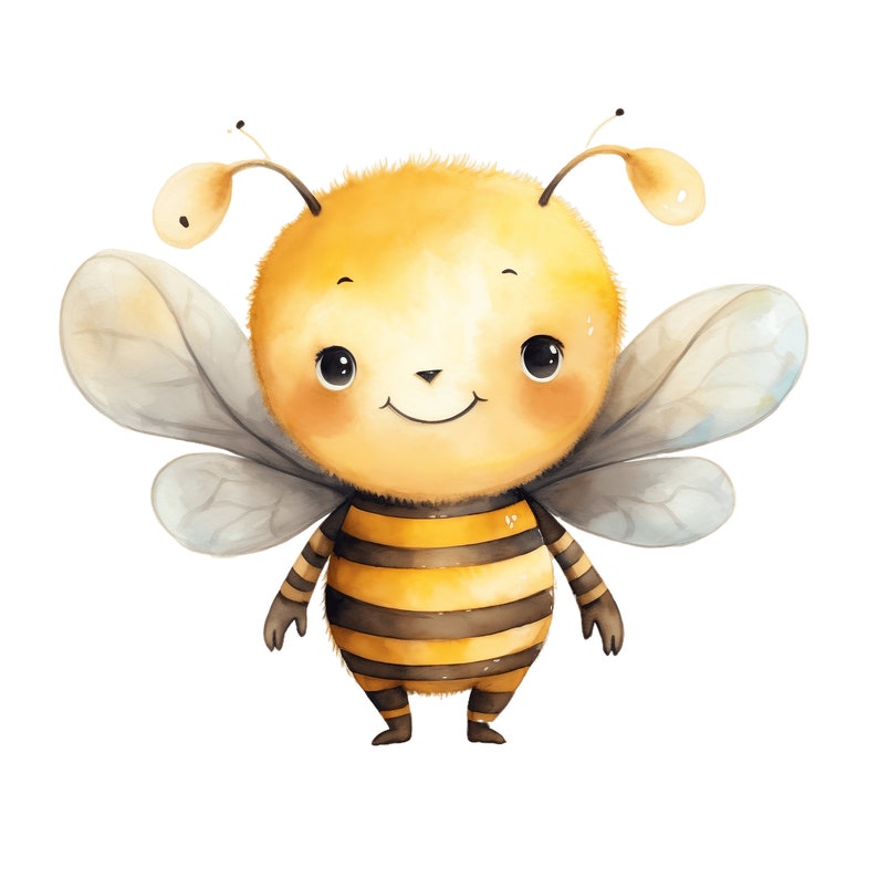 Cute Bee Watercolor, 10 JPGs, Bee JPG Bee Art Bee Digital Bee Animal Digital craft Nursery decor Commercial Licence imagem 8