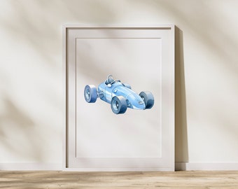 Clipart vintage raceauto: retro kinderkamerdecoratie (digitale png-download)