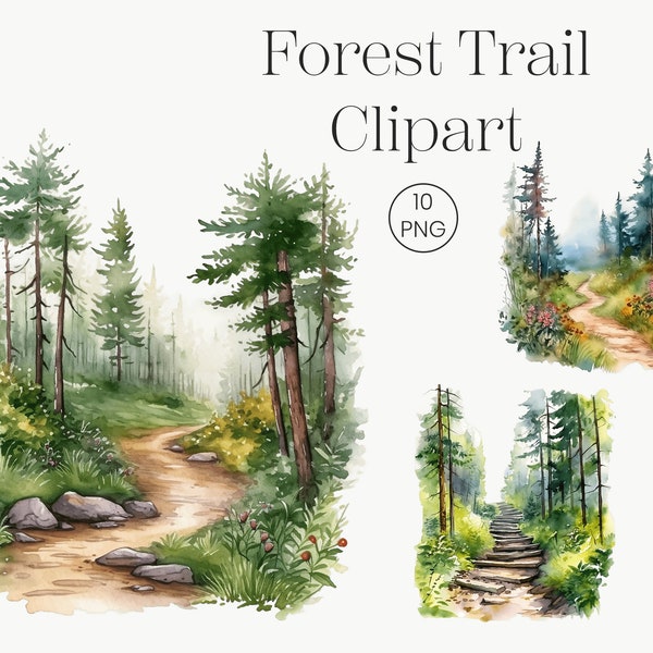 Forest Trail 10 Watercolor Clipart | High Quality Transparent PNG, Digital Download, Commercial use | Card making, Nature, Trees, Outdoor