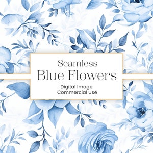 Naadloze aquarel Chinoiserie patroon, commercieel gebruik, blauw Chinees bloemdessin, Franse Toile naadloze achtergrond