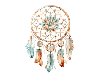 Dreamcatcher Clipart | 10 JPG | Boho Dreamcatchers Clipart Boho Spiritual Watercolor Floral Nursery Dreamcatcher