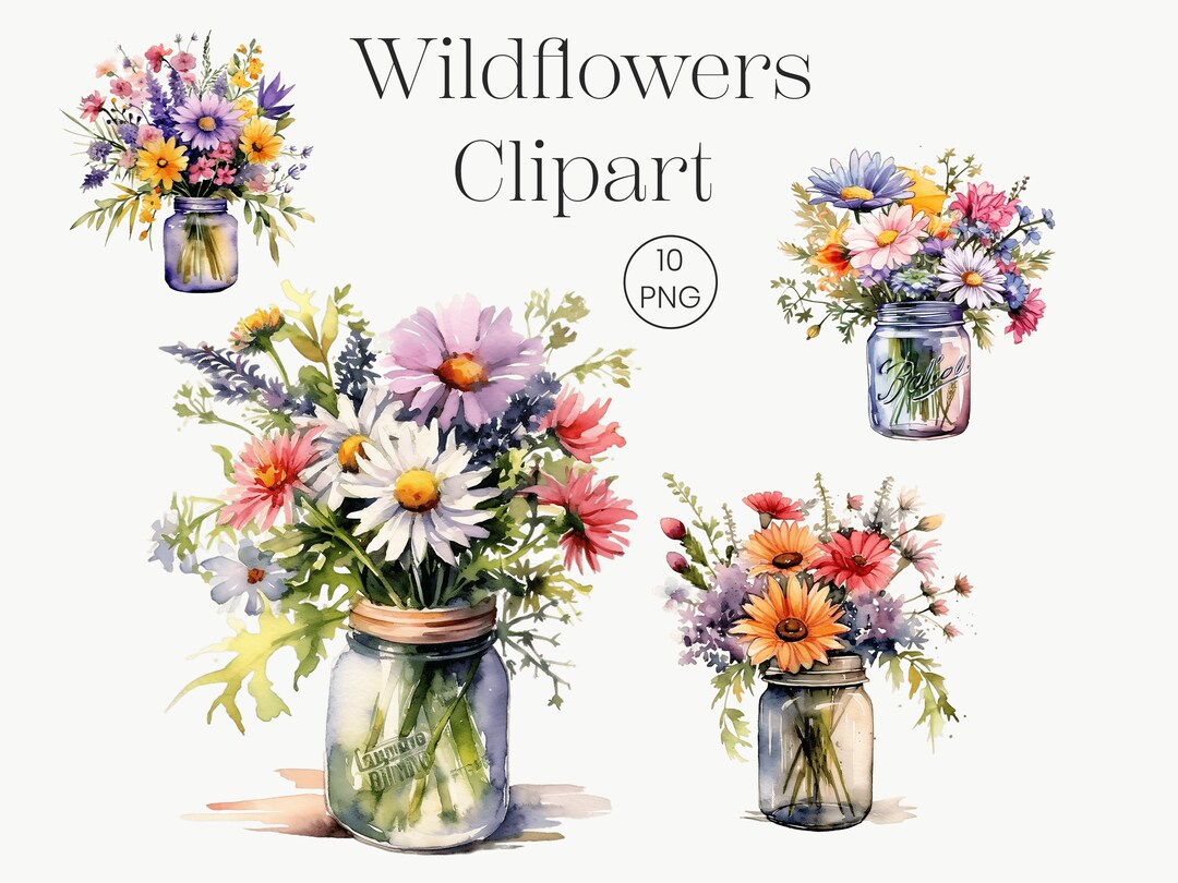 Wildflower Bouquet in Jar 10 High Quality Transparent PNG Colorful