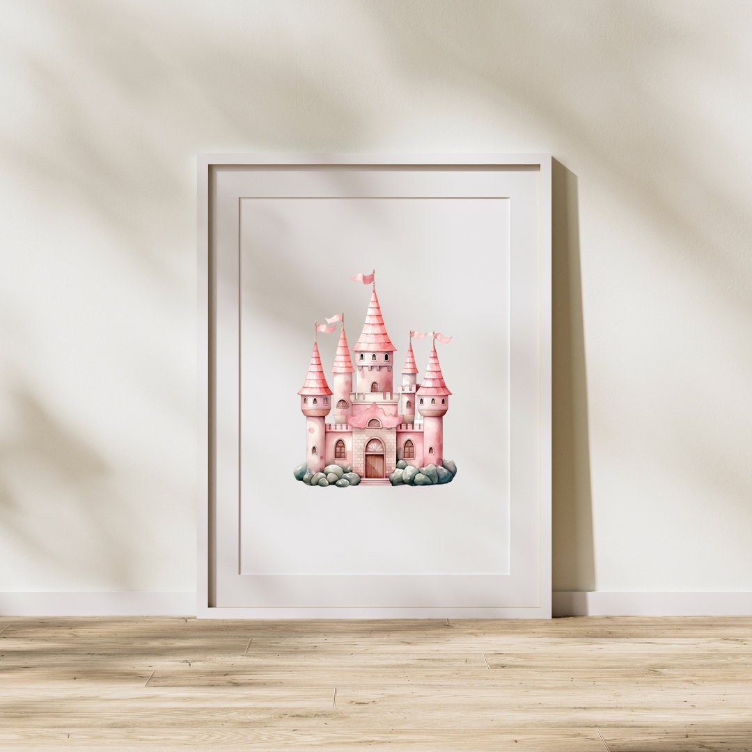 Princess Castle Clipart | 10 Transparent PNG | Magic Kingdom Watercolor ...