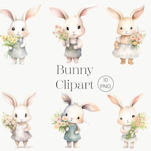 Clipart de Pâques | 10 PNG | Bunny Clipart, Easter Bunny Clipart Spring Clipart Digital Paper, Impressions numériques, Licence commerciale