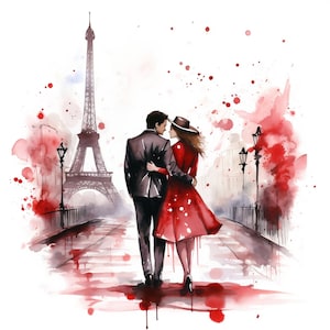 Couple à Paris JPG Clipart Paris s'embrasser Couple évasion Clipart Paris voyage Clipart Couple Tour Eiffel Clipart Romance Clipart amour