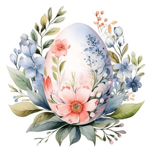 Floral Eggs Watercolor Clipart | 10 Jpgs | Easter Egg Jpg Art, Floral ...