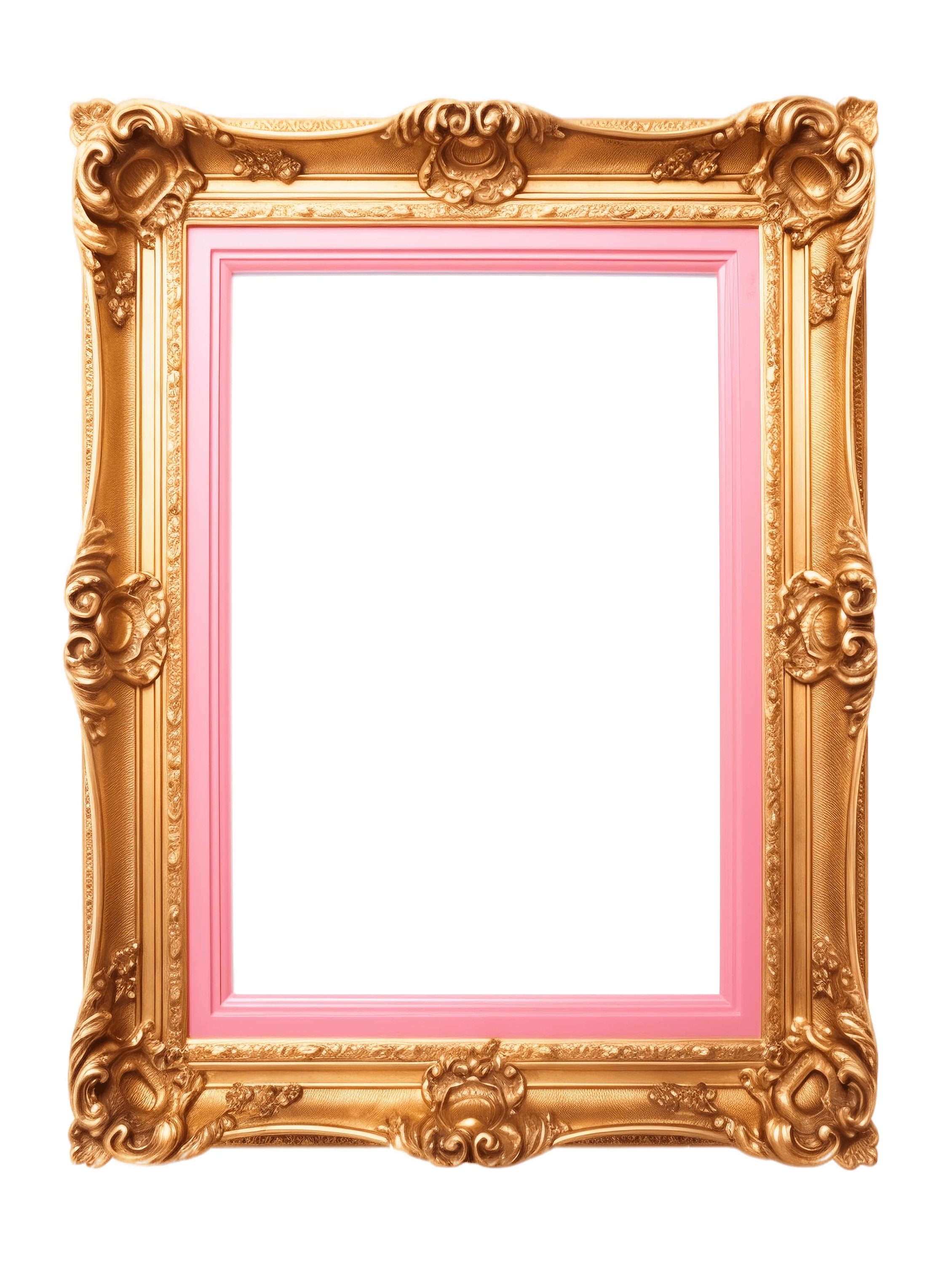 Pink Rococo Frame Clipart: Antique Baroque Graphics (JPG