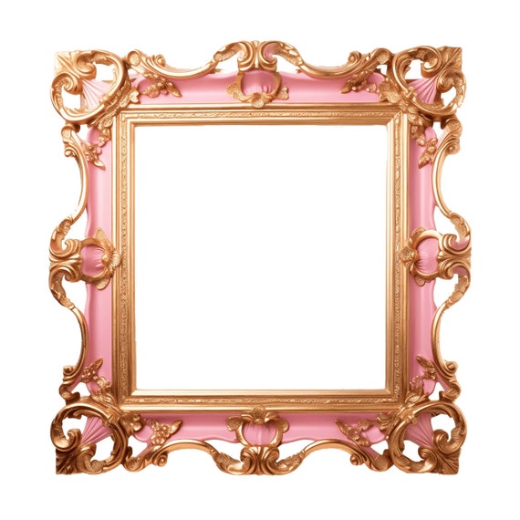 Pink Rococo Frame Clipart: Antique Baroque Graphics (JPG