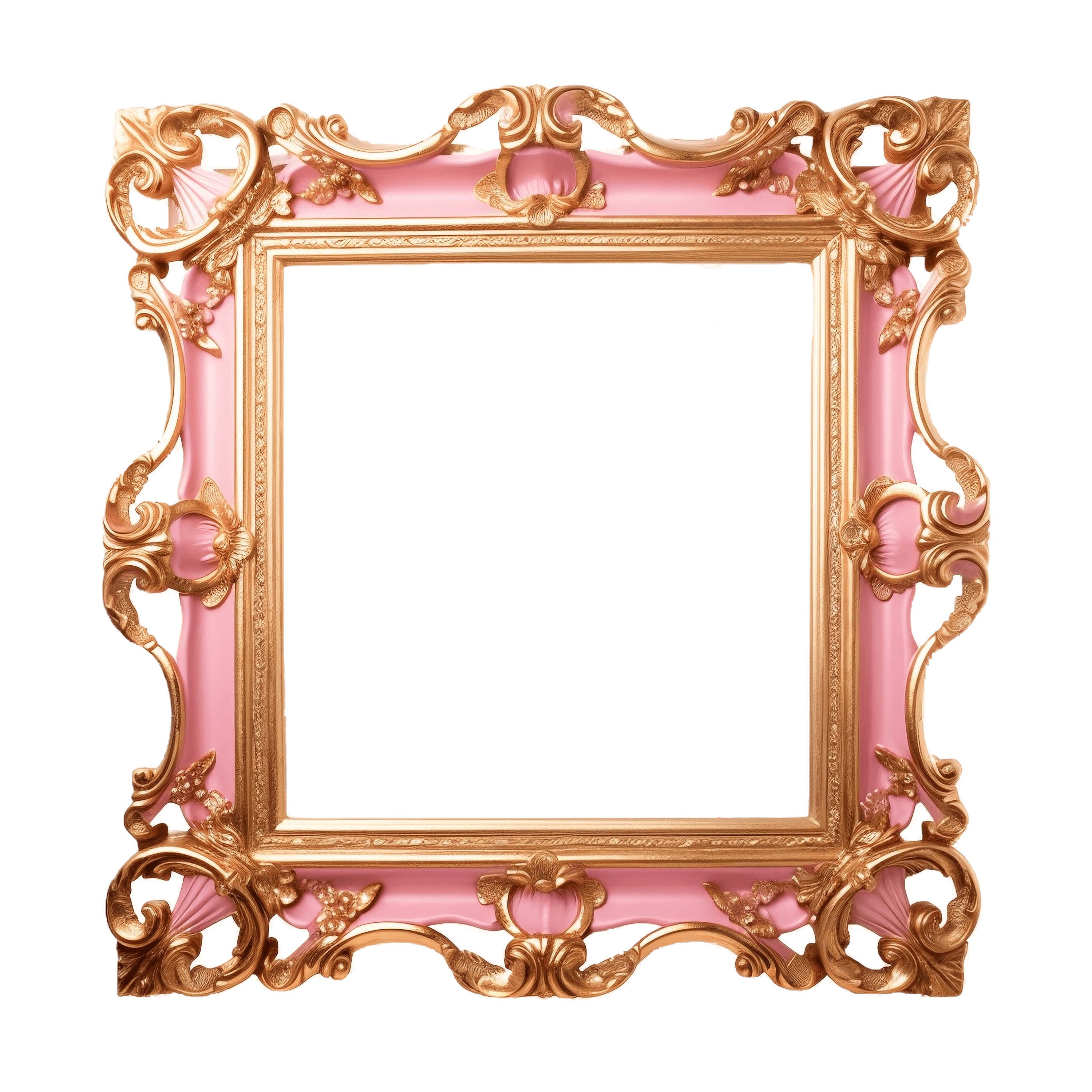 Pink Rococo Frame Clipart: Antique Baroque Graphics (JPG