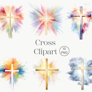 Aquarell Lichtstrahl Kreuz | 10 PNG | Kreuz Clipart Himmel Aquarell Clip Art Ostern Clipart kommerzielle Nutzung digitaler Download