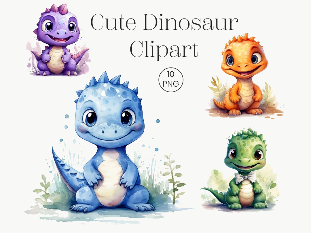 Cute Dino Watercolor Clipart | Baby Dinosaur PNG (digital Download) - Etsy