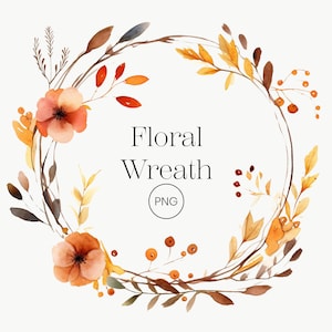 Herbst Blumenkranz | Transparente PNG Herbst Kranz Clipart Aquarell Hochzeit Clipart Botanischer Kranz Digital Download Hochzeit Clipart