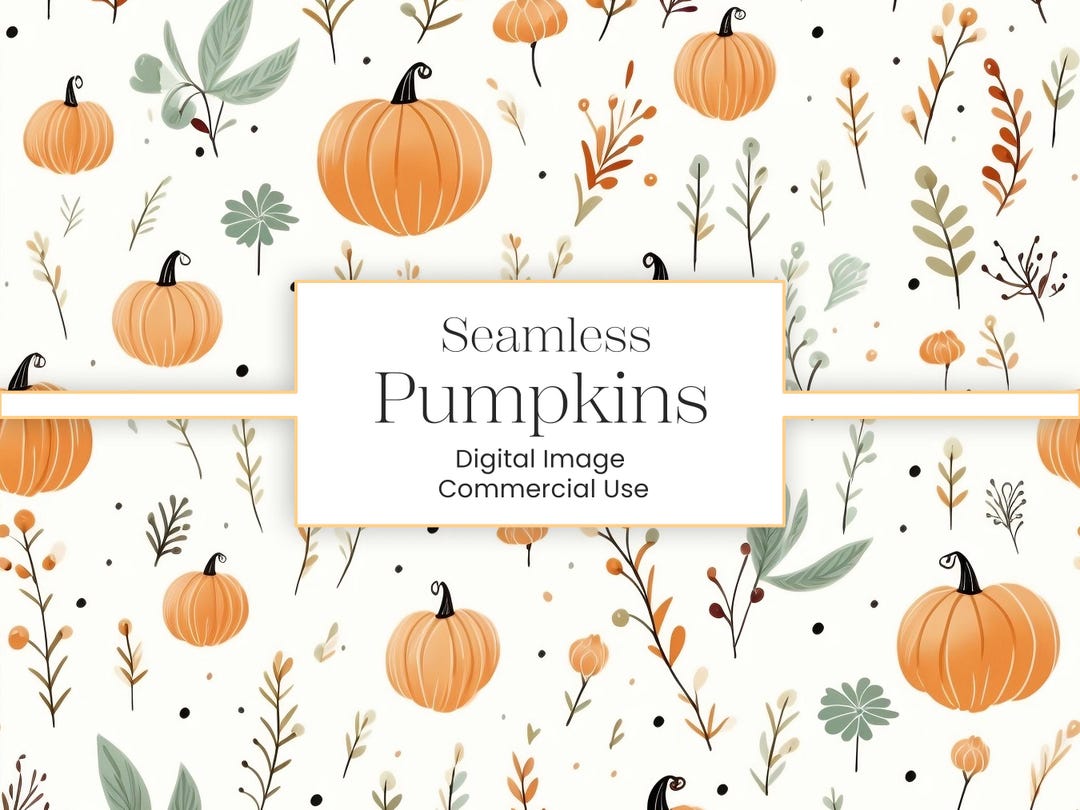 Pumpkin Seamless Pattern, Autumn Harvest Digital Paper, Fall ...
