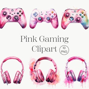 Gamer Controller Clipart | 10 Transparente PNG | Pink Controller Spiel Hochwertiger Digitaler Download Kartenherstellung Mixed Media Gaming PNG