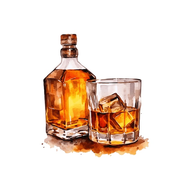 Clipart de whisky | 10 JPG de haute qualité | Verre de whisky bouteille de whisky boisson Clipart alcool Clip Art téléchargement numérique