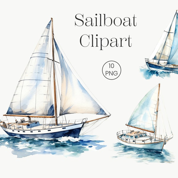 Segelboot Clipart 10 Transparente PNG-Dateien | Sea Art, Schiff, Seemann, Ozean, Meer | Kartenherstellung, Digitaler Download, Scrapbooking