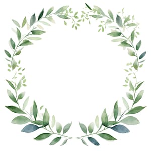 Watercolor Green Plant Frames | 10 JPG | Wedding Frame Greenery Digital Frames Botanical Clipart Watercolor Clipart Foliage Clipart
