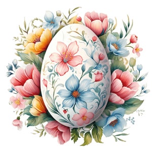 Floral Eggs Watercolor Clipart | 10 Jpgs | Easter Egg Jpg Art, Floral ...
