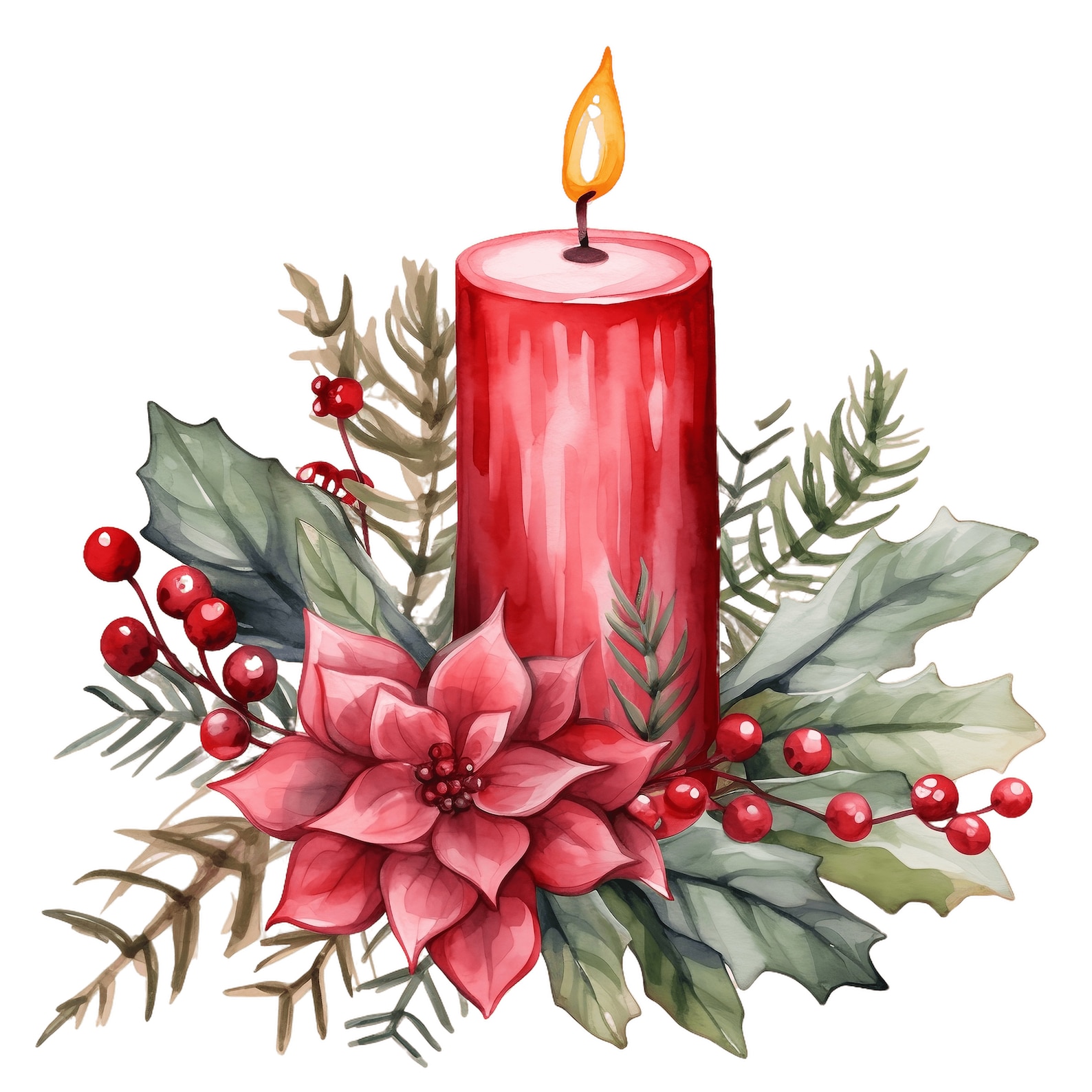 Christmas Candle Clipart, 10 JPG Red Candle Clipart, Merry Christmas ...