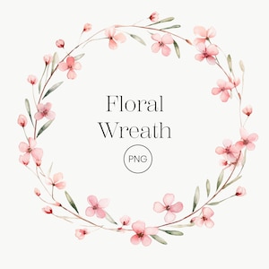 Grinalda floral em aquarela | Clipart de coroa floral rosa PNG transparente aquarela pastel rosa flores clipart de casamento clipart floral selvagem