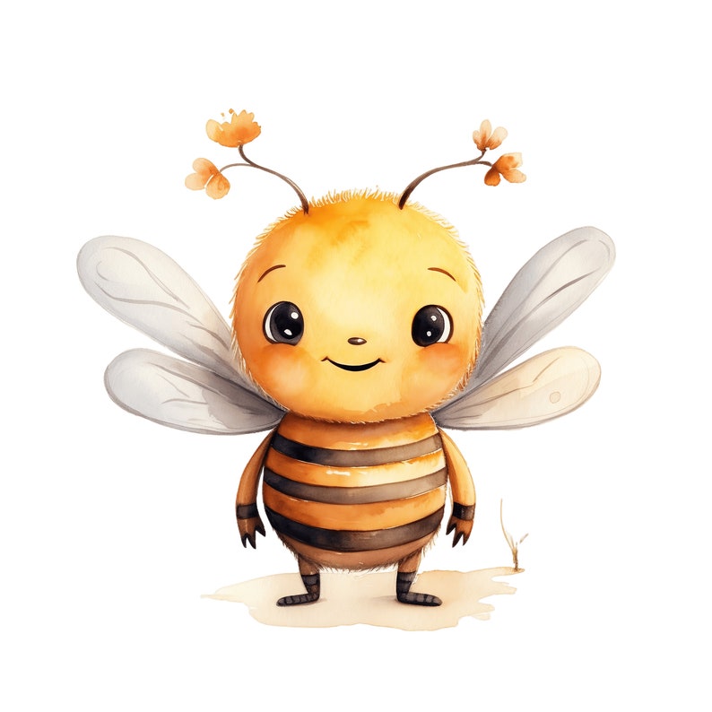 Cute Bee Watercolor, 10 JPGs, Bee JPG Bee Art Bee Digital Bee Animal Digital craft Nursery decor Commercial Licence imagem 1