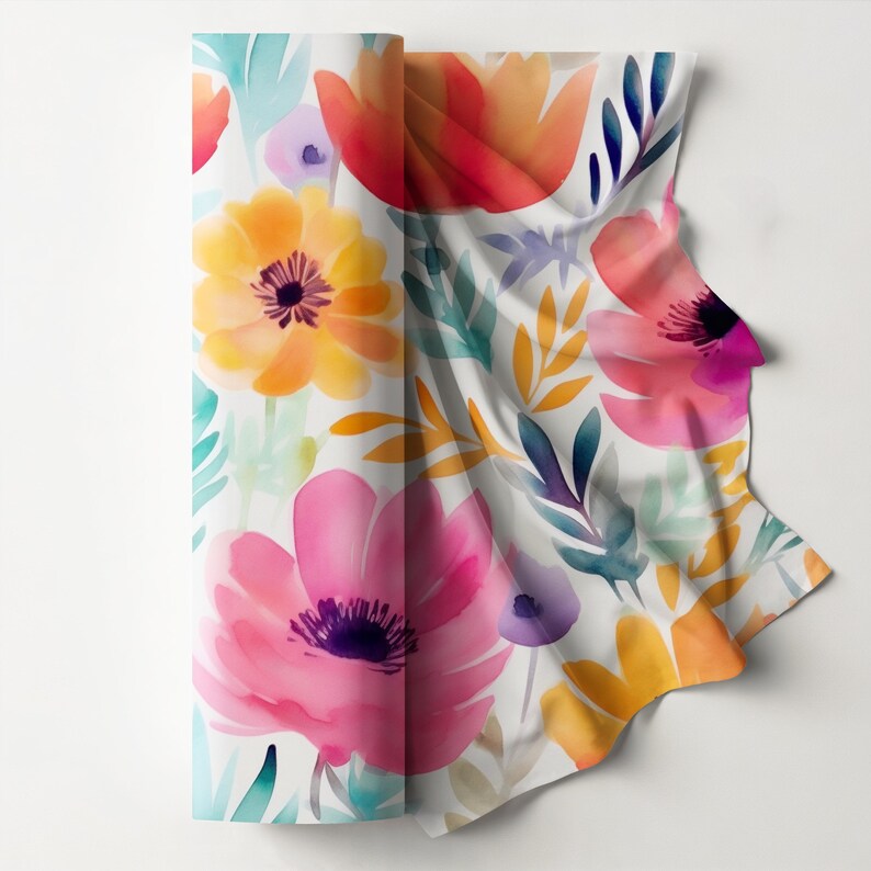 Spring Watercolor Floral Seamless Pattern, Soft Pastel Flower ...
