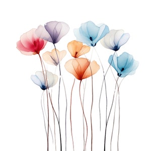 Flores abstractas Clipart 10 JPG Boho Flores Imprimible Acuarela Clipart Papel Artesanía Alta Calidad JPG Descarga Digital Licencia Comercial