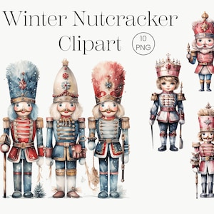 Quebra-nozes de Natal | 10 PNG transparente de alta qualidade | Clipart de quebra-nozes, conjunto de clipart de inverno, pacote de clipart em aquarela de férias