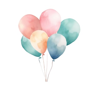 Aquarell Ballons Clipart 10 JPG Geburtstag Clipart, Geburtstag Ballon JPG Ballon jpg, Ballons Clipart, Party Clipart Babyparty Clipart