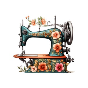 Watercolor Sewing Machine, 10 JPG Floral Sewing Machine Clipart Sewing Clipart Quilting Clipart  Vintage JPG Paper Craft