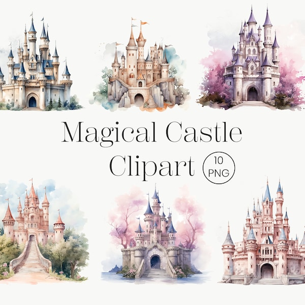 Watercolor Fantasy Castle, Romantic Castle, Fantasy Clipart Fairy Tale Castle Fantasy Castle png Medieval Graphic Castle Art Digital PNG