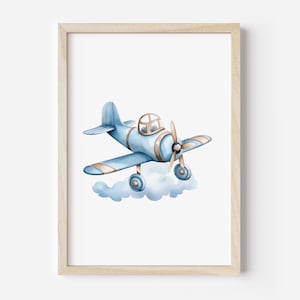 Impression d&#39;avion vintage, art mural imprimable, décoration de chambre d&#39;enfant de voyage, art mural de voyage imprimable, déco de chambre pour garçons art biplan, téléchargement numérique