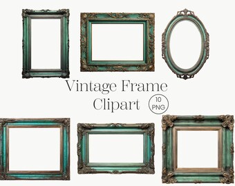 Patina Frames Clipart | 10 PNG | Rococo and Baroque Vintage Frames Mockup Clip Art Graphics Wedding Frame Instant Download Commercial Use