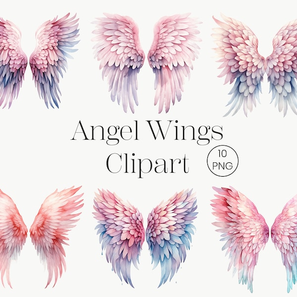 Watercolor Angel Angel Wings Сlip art Wings Perfect for Scrapbooks, Wall Art, Cards, Journals, Decor, Instant Download, Commercial Use