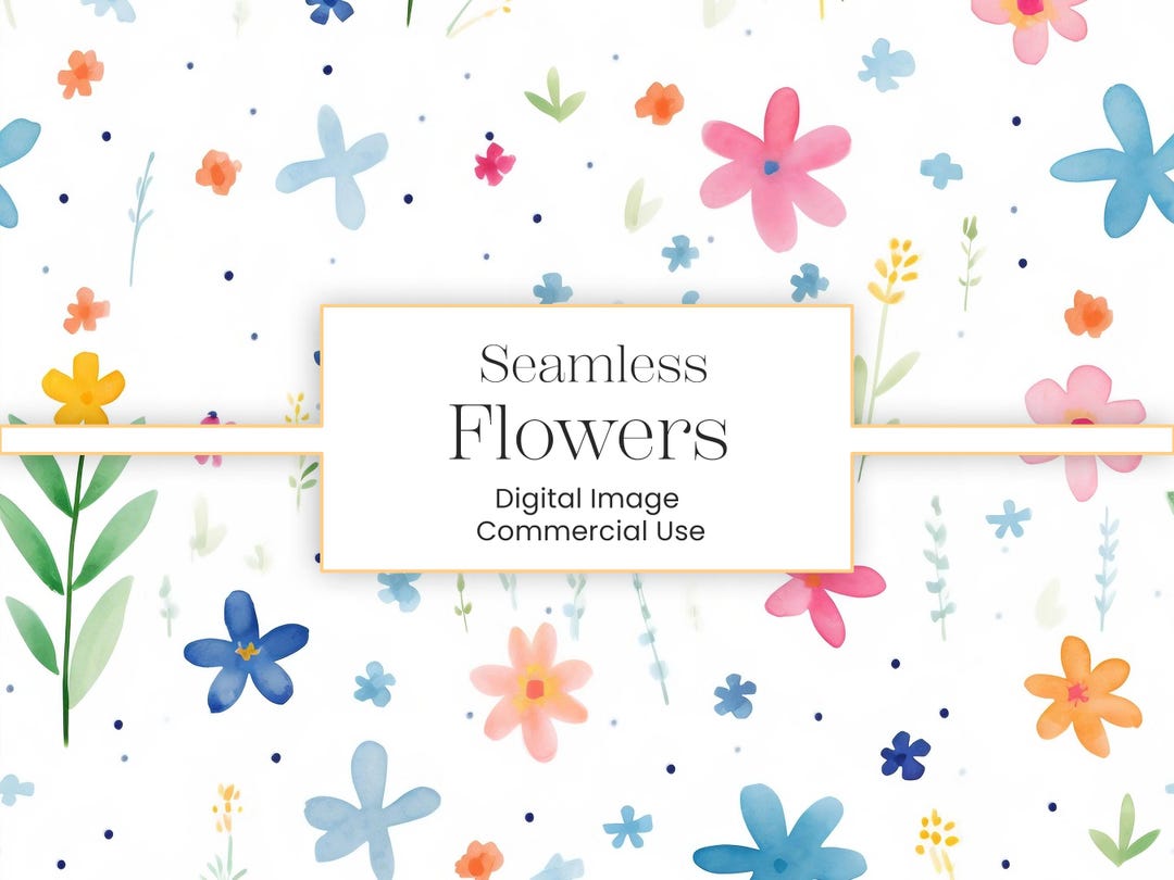 Spring Flowers Seamless Pattern: Hand-drawn Floral Digital Paper ...