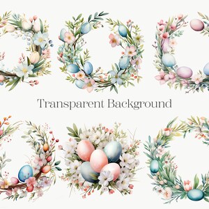Watercolor Easter Wreath Clipart 10 PNG Easter Egg Graphics, Floral ...