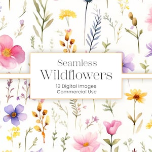 Zierliche Wildblumen Muster | 10 JPG | Wildblumen Musterdesign Set Digital Download Floral Scrapbook Blume Junk Journal
