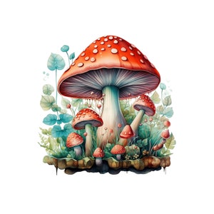 Clipart di funghi colorati / 10 JPG di alta qualità / ClipArt di funghi Arte della foresta, Clipart Fantasy, Funghi Bundle PNG, Magic clipart