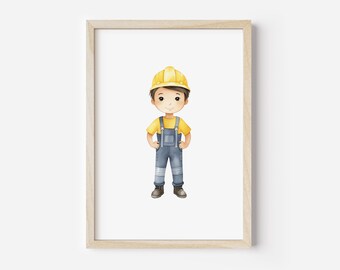 Construction Boy Nursery Print: Kids Room Decor (Digital Download)