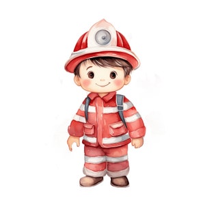Acquerello camion dei pompieri 10 JPG pompiere Clipart stazione dei pompieri, dipartimento casco vigili del fuoco Clipart, attrezzature antincendio estintore JPG