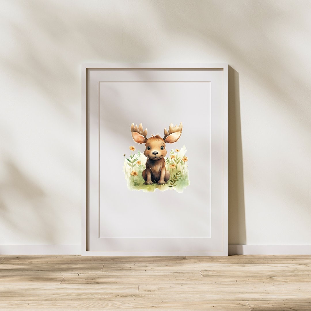 Cute Moose Clipart, 10 High Quality PNG, Woodland Animal Deer, Baby ...