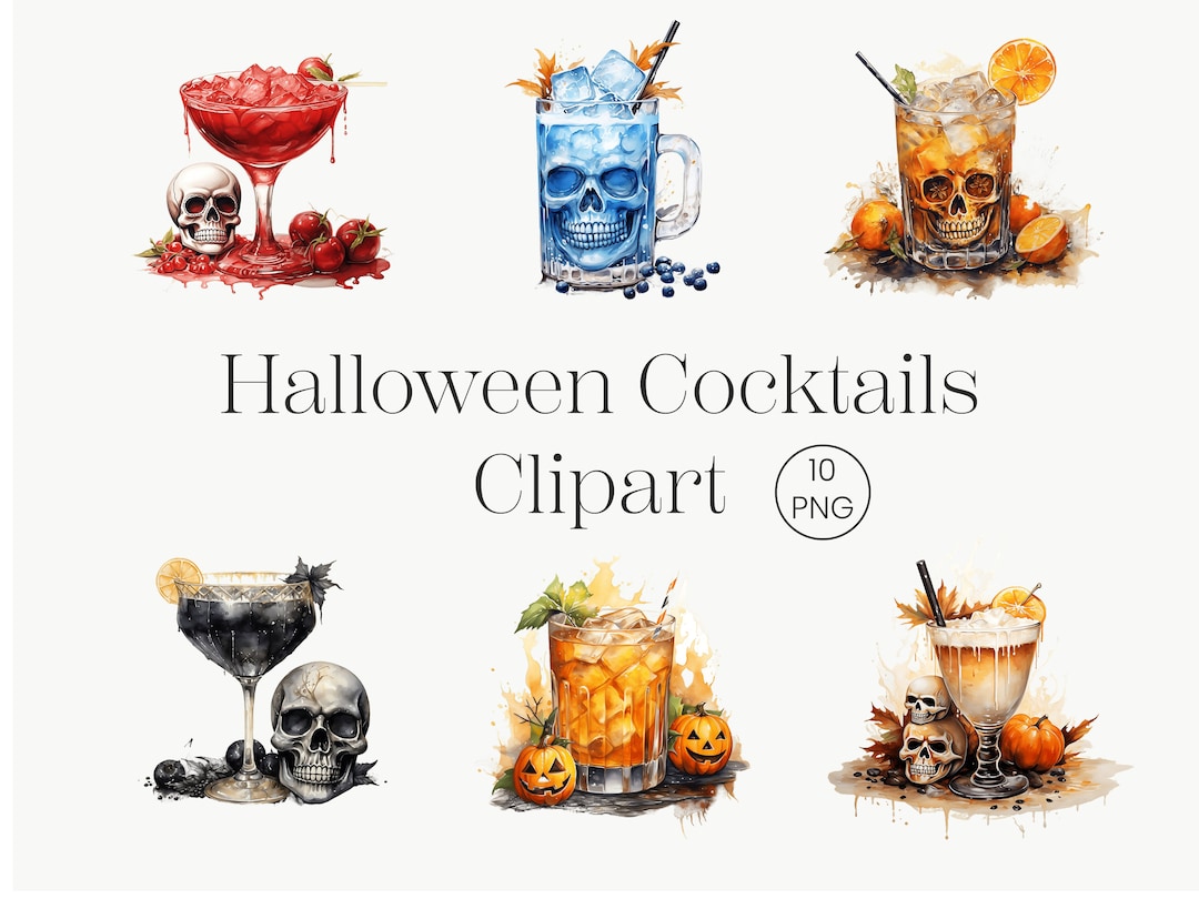 Halloween Cocktails Clipart, 10 Transparent Halloween Clipart