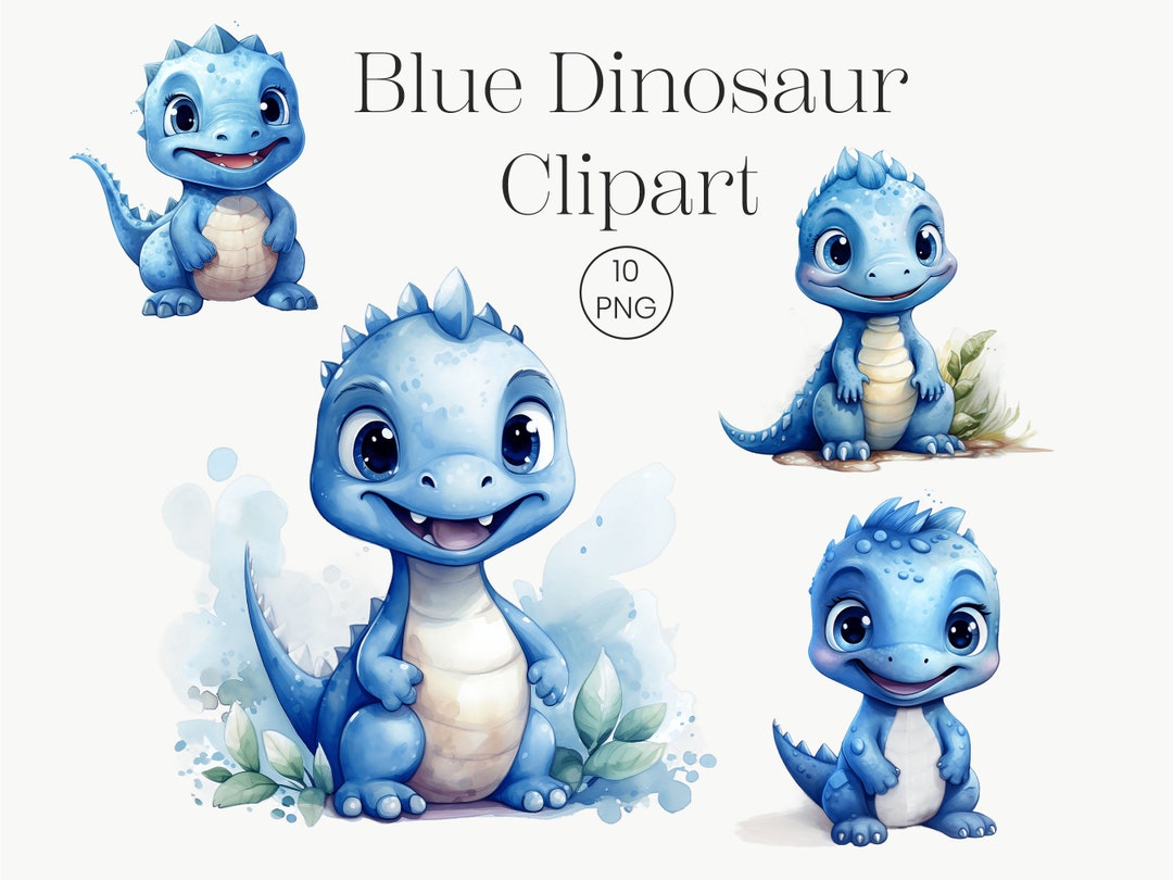 Blue Dino Watercolor Clipart | Baby Dinosaur PNG (digital Download) - Etsy