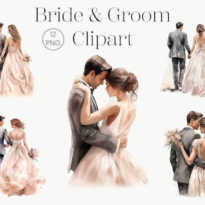 Braut und Bräutigam Back Clipart, 12 hochwertige transparente PNG, Hochzeitstag Clipart PNG, gerade verheiratet Clipart, Braut und Bräutigam png