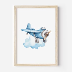 impression d&#39;avion vintage, art mural imprimable, transport aérien, art mural de voyage imprimable, déco de chambre pour garçons art biplan, téléchargement numérique