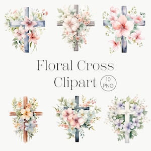 Flower Cross Acuarela, Lily Cross Acuarela, Clipart Cross clipart, archivos de imágenes prediseñadas de acuarela cruzada floral, Casa de agricultores