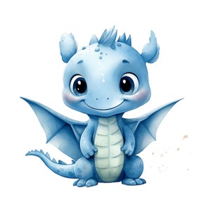Cute Baby Dragon Clipart | 10 JPG | Watercolor Fantasy Dragon Clipart Bundle Fairy Tale Clipart Cute Graphic Set Nursery