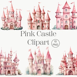 Princesa Castillo Clipart / 10 PNG transparente / Magic Kingdom Acuarela Cuento de Hadas Clipart Baby Shower Clipart Guardería Princesa
