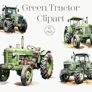 Groene trekker Clipart | 10 transparante PNG van hoge kwaliteit | Boerderij trekker clipart trekker clip art boerderij aquarel digitale kunst boerderij ambacht