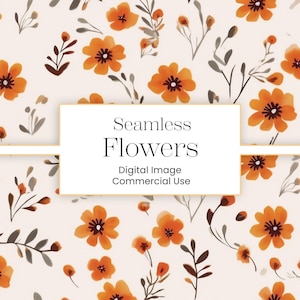 Fall Cottagecore Floral Seamless Background, Autumn Meadow Pattern, Digital Scrapbook Paper & Sublimation Design